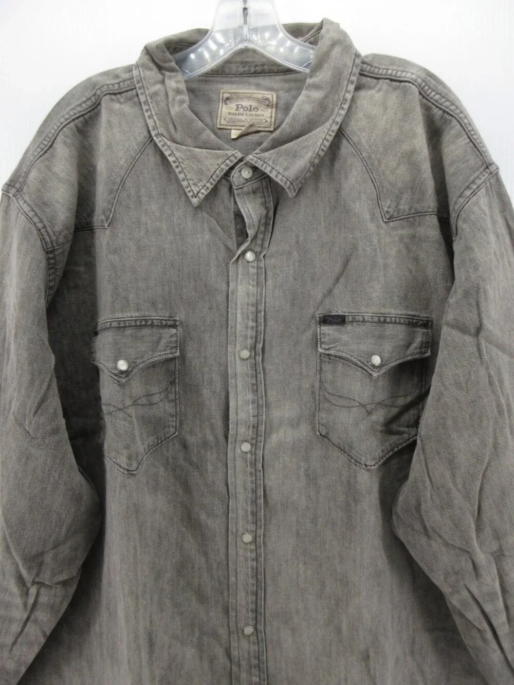Polo Ralph Lauren Shirt 3XB Big Western Pearl Snap Denim Cowboy Rodeo